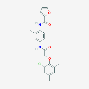 molecular formula C22H21ClN2O4 B278520 N-(4-{[(2-chloro-4,6-dimethylphenoxy)acetyl]amino}-2-methylphenyl)-2-furamide 