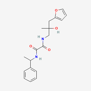 molecular formula C18H22N2O4 B2785207 N-{2-[(furan-2-yl)methyl]-2-hydroxypropyl}-N'-(1-phenylethyl)ethanediamide CAS No. 1790195-21-9