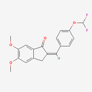 (2Z)-2-[[4-(difluoromethoxy)phenyl]methylidene]-5,6-dimethoxy-3H-inden-1-one
