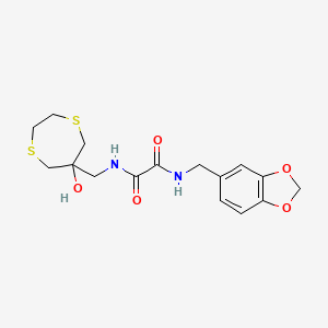 molecular formula C16H20N2O5S2 B2785250 N-[(2H-1,3-benzodioxol-5-yl)methyl]-N'-[(6-hydroxy-1,4-dithiepan-6-yl)methyl]ethanediamide CAS No. 2415587-16-3