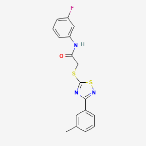 molecular formula C17H14FN3OS2 B2785256 N-(3-fluorophenyl)-2-((3-(m-tolyl)-1,2,4-thiadiazol-5-yl)thio)acetamide CAS No. 864917-84-0