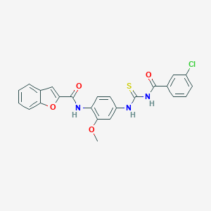 molecular formula C24H18ClN3O4S B278527 N-[4-({[(3-chlorobenzoyl)amino]carbothioyl}amino)-2-methoxyphenyl]-1-benzofuran-2-carboxamide 