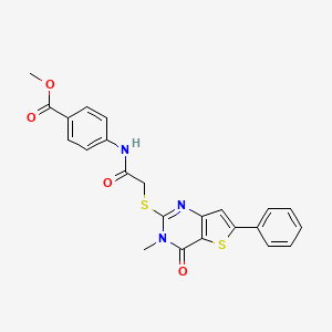 molecular formula C23H19N3O4S2 B2785302 methyl 4-[2-({3-methyl-4-oxo-6-phenyl-3H,4H-thieno[3,2-d]pyrimidin-2-yl}sulfanyl)acetamido]benzoate CAS No. 1105199-78-7
