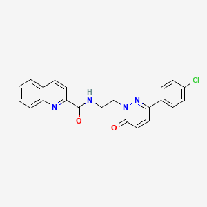 molecular formula C22H17ClN4O2 B2785335 N-{2-[3-(4-chlorophenyl)-6-oxo-1,6-dihydropyridazin-1-yl]ethyl}quinoline-2-carboxamide CAS No. 921805-36-9