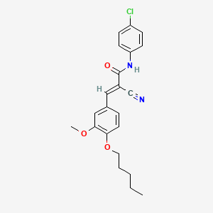 molecular formula C22H23ClN2O3 B2785359 N-(4-chlorophenyl)-2-cyano-3-[3-methoxy-4-(pentyloxy)phenyl]prop-2-enamide CAS No. 380424-45-3