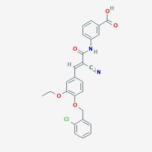 B2785394 3-[[(E)-3-[4-[(2-chlorophenyl)methoxy]-3-ethoxyphenyl]-2-cyanoprop-2-enoyl]amino]benzoic acid CAS No. 380474-93-1