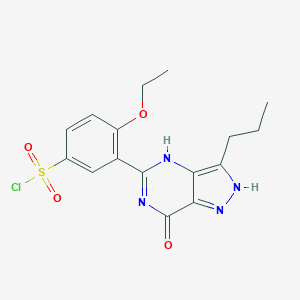 molecular formula C16H17ClN4O4S B027854 5-(5-Chlorosulfonyl-2-ethoxyphenyl)-3-propyl-1,6-dihydro-7H-pyrazolo[4,3-d]pyrimidin-7-one CAS No. 139756-31-3