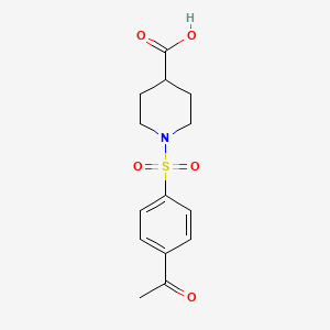 molecular formula C14H17NO5S B2785407 1-(4-Acetylbenzenesulfonyl)piperidine-4-carboxylic acid CAS No. 781626-93-5