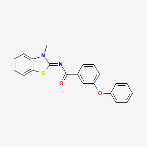 molecular formula C21H16N2O2S B2785409 N-(3-methyl-1,3-benzothiazol-2-ylidene)-3-phenoxybenzamide CAS No. 391225-44-8