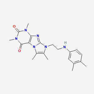 molecular formula C21H26N6O2 B2785410 6-[2-(3,4-Dimethylanilino)ethyl]-2,4,7,8-tetramethylpurino[7,8-a]imidazole-1,3-dione CAS No. 923684-48-4