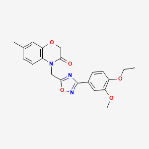 molecular formula C21H21N3O5 B2785414 4-((3-(4-ethoxy-3-methoxyphenyl)-1,2,4-oxadiazol-5-yl)methyl)-7-methyl-2H-benzo[b][1,4]oxazin-3(4H)-one CAS No. 1105229-22-8