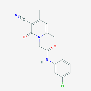 molecular formula C16H14ClN3O2 B2785418 N-(3-chlorophenyl)-2-(3-cyano-4,6-dimethyl-2-oxopyridin-1(2H)-yl)acetamide CAS No. 266337-83-1