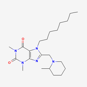 molecular formula C22H37N5O2 B2785424 1,3-Dimethyl-8-[(2-methylpiperidin-1-yl)methyl]-7-octylpurine-2,6-dione CAS No. 674295-77-3