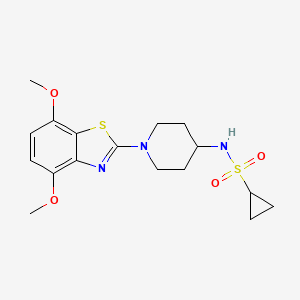 molecular formula C17H23N3O4S2 B2785425 N-[1-(4,7-Dimethoxy-1,3-benzothiazol-2-yl)piperidin-4-yl]cyclopropanesulfonamide CAS No. 2415511-31-6
