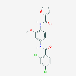 molecular formula C19H14Cl2N2O4 B278552 N-{4-[(2,4-dichlorobenzoyl)amino]-2-methoxyphenyl}-2-furamide 