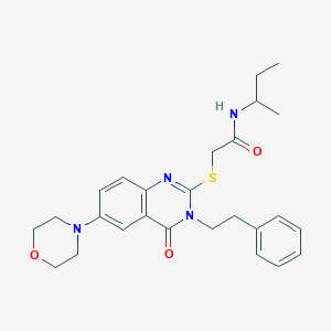 molecular formula C26H32N4O3S B2785532 N-(butan-2-yl)-2-{[6-(morpholin-4-yl)-4-oxo-3-(2-phenylethyl)-3,4-dihydroquinazolin-2-yl]sulfanyl}acetamide CAS No. 689758-93-8