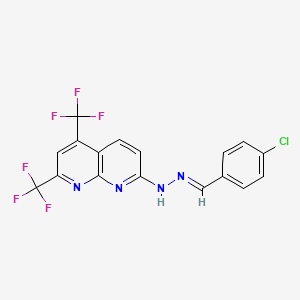 4-chlorobenzenecarbaldehyde N-[5,7-bis(trifluoromethyl)[1,8]naphthyridin-2-yl]hydrazone