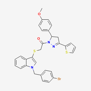 2-((1-(4-bromobenzyl)-1H-indol-3-yl)thio)-1-(5-(4-methoxyphenyl)-3-(thiophen-2-yl)-4,5-dihydro-1H-pyrazol-1-yl)ethanone