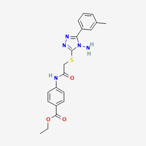 molecular formula C20H21N5O3S B2785560 ethyl 4-(2-{[4-amino-5-(3-methylphenyl)-4H-1,2,4-triazol-3-yl]sulfanyl}acetamido)benzoate CAS No. 898611-33-1