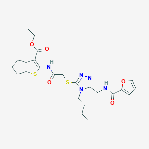 molecular formula C24H29N5O5S2 B2785562 ethyl 2-{2-[(4-butyl-5-{[(furan-2-yl)formamido]methyl}-4H-1,2,4-triazol-3-yl)sulfanyl]acetamido}-4H,5H,6H-cyclopenta[b]thiophene-3-carboxylate CAS No. 393806-41-2