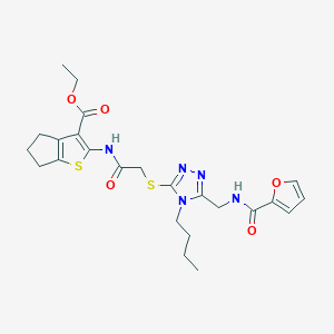 ethyl 2-[[2-[[4-butyl-5-[(furan-2-carbonylamino)methyl]-1,2,4-triazol-3-yl]sulfanyl]acetyl]amino]-5,6-dihydro-4H-cyclopenta[b]thiophene-3-carboxylate