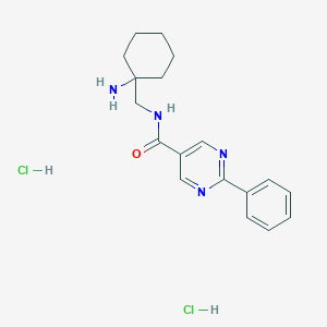molecular formula C18H24Cl2N4O B2785563 N-[(1-aminocyclohexyl)methyl]-2-phenylpyrimidine-5-carboxamide dihydrochloride CAS No. 2418727-96-3