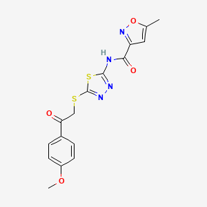 molecular formula C16H14N4O4S2 B2785580 N-(5-((2-(4-methoxyphenyl)-2-oxoethyl)thio)-1,3,4-thiadiazol-2-yl)-5-methylisoxazole-3-carboxamide CAS No. 1219901-62-8