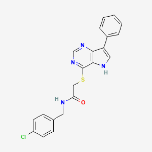 molecular formula C21H17ClN4OS B2785582 N-[(4-CHLOROPHENYL)METHYL]-2-({7-PHENYL-5H-PYRROLO[3,2-D]PYRIMIDIN-4-YL}SULFANYL)ACETAMIDE CAS No. 1251646-02-2