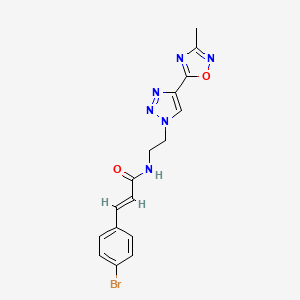 (E)-3-(4-bromophenyl)-N-(2-(4-(3-methyl-1,2,4-oxadiazol-5-yl)-1H-1,2,3-triazol-1-yl)ethyl)acrylamide