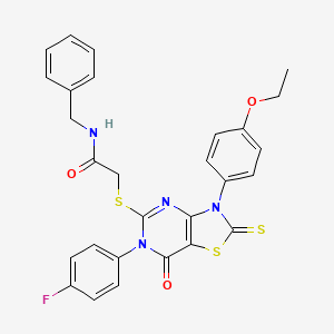 N-benzyl-2-[[3-(4-ethoxyphenyl)-6-(4-fluorophenyl)-7-oxo-2-sulfanylidene-[1,3]thiazolo[4,5-d]pyrimidin-5-yl]sulfanyl]acetamide