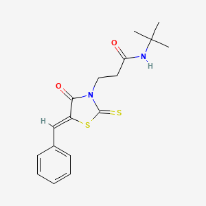 molecular formula C17H20N2O2S2 B2785638 (Z)-3-(5-benzylidene-4-oxo-2-thioxothiazolidin-3-yl)-N-(tert-butyl)propanamide CAS No. 304894-02-8