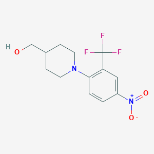 molecular formula C13H15F3N2O3 B2785640 (1-(4-Nitro-2-(trifluoromethyl)phenyl)piperidin-4-yl)methanol CAS No. 1260780-77-5