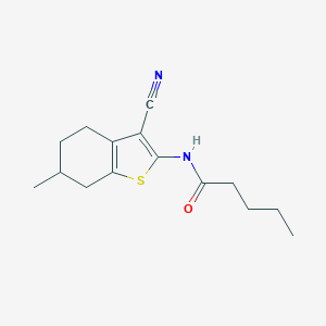 molecular formula C15H20N2OS B278568 N-(3-cyano-6-methyl-4,5,6,7-tetrahydro-1-benzothiophen-2-yl)pentanamide 