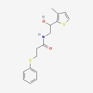 molecular formula C16H19NO2S2 B2785692 N-(2-hydroxy-2-(3-methylthiophen-2-yl)ethyl)-3-(phenylthio)propanamide CAS No. 1351608-58-6