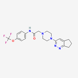 molecular formula C20H22F3N5O2 B2785705 2-(4-(6,7-dihydro-5H-cyclopenta[c]pyridazin-3-yl)piperazin-1-yl)-N-(4-(trifluoromethoxy)phenyl)acetamide CAS No. 2034566-31-7