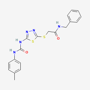 molecular formula C19H19N5O2S2 B2785707 N-benzyl-2-[(5-{[(4-methylphenyl)carbamoyl]amino}-1,3,4-thiadiazol-2-yl)sulfanyl]acetamide CAS No. 946289-91-4