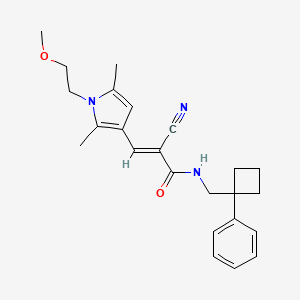 (E)-2-cyano-3-[1-(2-methoxyethyl)-2,5-dimethylpyrrol-3-yl]-N-[(1-phenylcyclobutyl)methyl]prop-2-enamide
