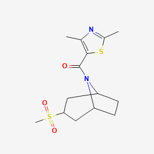 molecular formula C14H20N2O3S2 B2785721 (2,4-dimethylthiazol-5-yl)((1R,5S)-3-(methylsulfonyl)-8-azabicyclo[3.2.1]octan-8-yl)methanone CAS No. 1705849-08-6