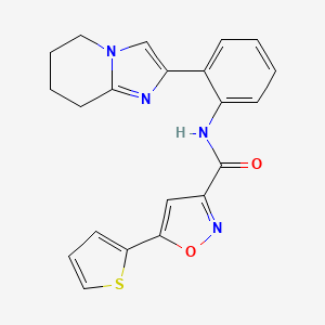 molecular formula C21H18N4O2S B2785758 N-(2-(5,6,7,8-tetrahydroimidazo[1,2-a]pyridin-2-yl)phenyl)-5-(thiophen-2-yl)isoxazole-3-carboxamide CAS No. 2034611-46-4