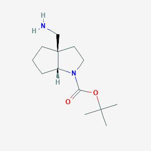 molecular formula C13H24N2O2 B2785769 tert-butyl (3aR,6aR)-3a-(aminomethyl)-octahydrocyclopenta[b]pyrrole-1-carboxylate CAS No. 2126144-33-8
