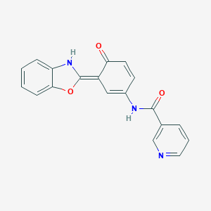molecular formula C19H13N3O3 B278577 N-[(3E)-3-(3H-1,3-benzoxazol-2-ylidene)-4-oxocyclohexa-1,5-dien-1-yl]pyridine-3-carboxamide 