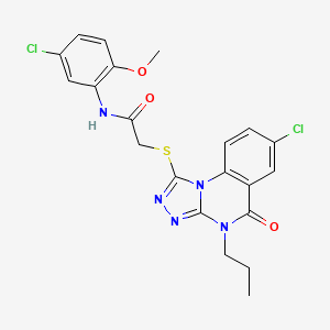 molecular formula C21H19Cl2N5O3S B2785777 N-(5-chloro-2-methoxyphenyl)-2-({7-chloro-5-oxo-4-propyl-4H,5H-[1,2,4]triazolo[4,3-a]quinazolin-1-yl}sulfanyl)acetamide CAS No. 1111003-37-2