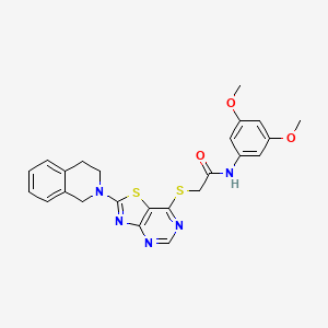 molecular formula C24H23N5O3S2 B2785779 N-(3,5-dimethoxyphenyl)-2-{[2-(1,2,3,4-tetrahydroisoquinolin-2-yl)-[1,3]thiazolo[4,5-d]pyrimidin-7-yl]sulfanyl}acetamide CAS No. 1207015-97-1