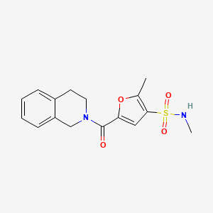 molecular formula C16H18N2O4S B2785789 N,2-dimethyl-5-(1,2,3,4-tetrahydroisoquinoline-2-carbonyl)furan-3-sulfonamide CAS No. 1207041-16-4