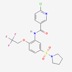 6-chloro-N-[5-pyrrolidin-1-ylsulfonyl-2-(2,2,2-trifluoroethoxy)phenyl]pyridine-3-carboxamide