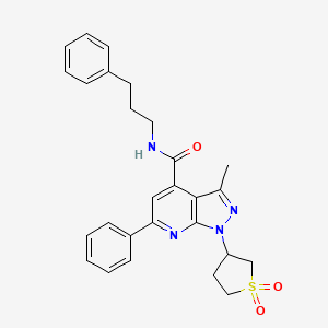 1-(1,1-dioxidotetrahydrothiophen-3-yl)-3-methyl-6-phenyl-N-(3-phenylpropyl)-1H-pyrazolo[3,4-b]pyridine-4-carboxamide