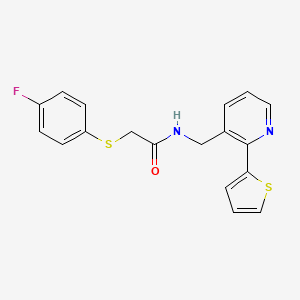 2-((4-fluorophenyl)thio)-N-((2-(thiophen-2-yl)pyridin-3-yl)methyl)acetamide