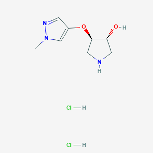 molecular formula C8H15Cl2N3O2 B2785882 rac-(3r,4r)-4-[(1-methyl-1h-pyrazol-4-yl)oxy]pyrrolidin-3-ol dihydrochloride CAS No. 2044705-88-4