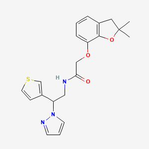 N-(2-(1H-pyrazol-1-yl)-2-(thiophen-3-yl)ethyl)-2-((2,2-dimethyl-2,3-dihydrobenzofuran-7-yl)oxy)acetamide