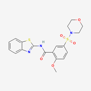 molecular formula C19H19N3O5S2 B2785895 N-(1,3-BENZOTHIAZOL-2-YL)-2-METHOXY-5-(MORPHOLINE-4-SULFONYL)BENZAMIDE CAS No. 496776-65-9